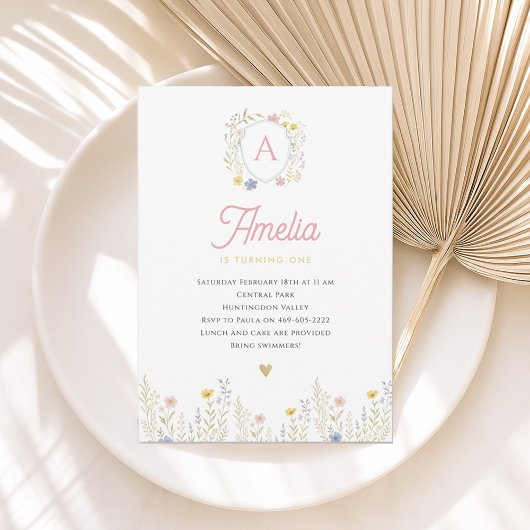 Floral Pastel Fleur sauvage Invitation d'anniversa