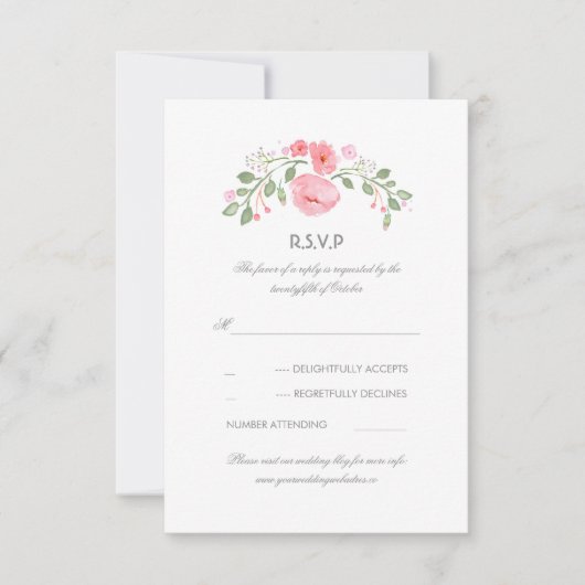 Floral Pastel Fleurs Mariage Carte RSVP (Devant)