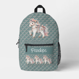 Floral Pastel Horse Fantasy Illustratie Bedrukte Rugzak