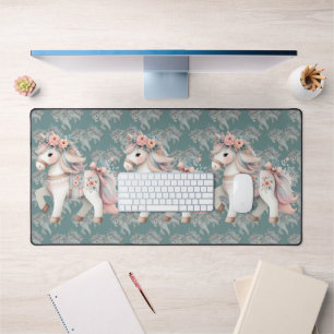 Floral Pastel Horse Fantasy Illustratie Bureaumat
