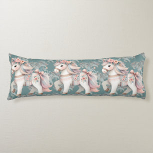 Floral Pastel Horse Fantasy Illustratie Lichaamskussen