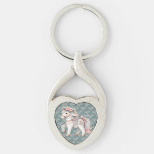 Floral Pastel Horse Fantasy Illustratie Sleutelhanger
