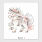Floral Pastel Horse Fantasy Illustratie Sticker (Vel)