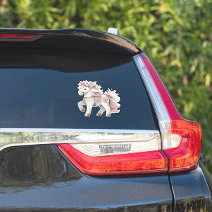 Floral Pastel Horse Fantasy Illustratie Sticker