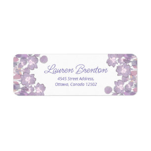Floral pastel mauve paarse blush etiket