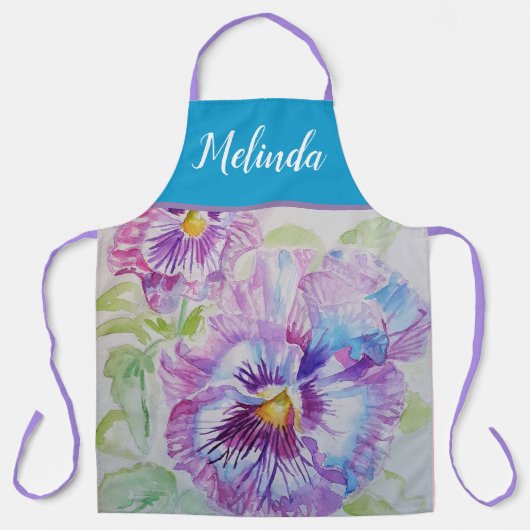  Floral Pastel Pansy Paars Womans Schort (Voorkant)