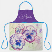  Floral Pastel Pansy Paarse Waterverf Schort (Voorkant)