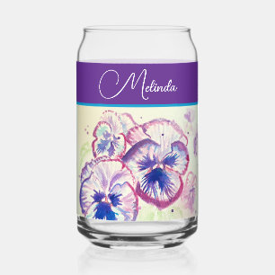  Floral Pastel Pansy Paarse Waterverf Schort Blikvorm Glas