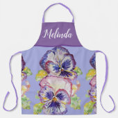  Floral Pastel Pansy Paarse Womans Apron Schort (Voorkant)