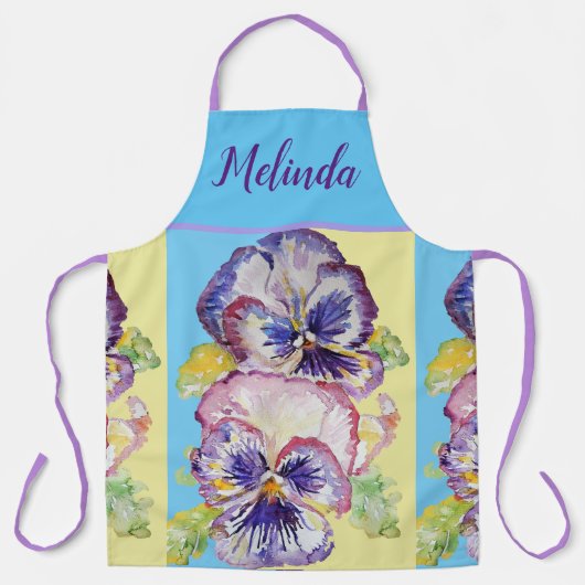 Floral Pastel Pansy Pink Blue Womans Schort (Voorkant)