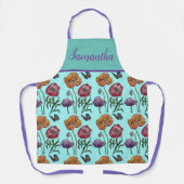  Floral Pastel Poppy Aqua Womans Art Schort (Voorkant)
