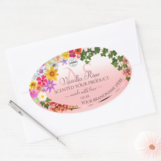 Floral Pastel rose produit Étiquettes Initiales Lo (Enveloppe)