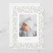 Floral Pastel Roses Baby Birth Photo Faire-part (Devant / Derrière)