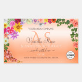 Floral Pastel Salmon Product Labels Monogram Logo (Voorkant)