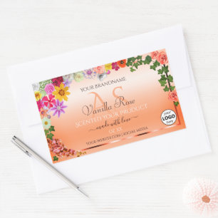 Floral Pastel Saumon Produit Étiquettes Monogramme
