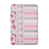 Floral Pastel Stripe Bathroom Bath Mat (Voorkant Verticaal)