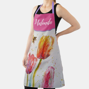  Floral Pastel Tulp Pink Bee Apron Schort