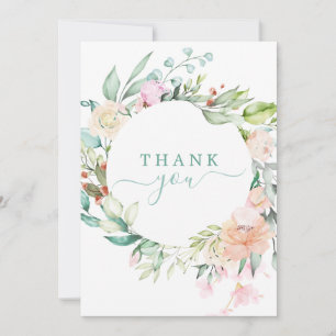 Floral Pastel Waterverf krans Bedankkaart