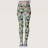 Floral Patchwork Halloween Bats & Flowers Leggings (Voorkant)