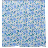 Floral patroon.06.FR. Blauw offwhite BG Douchegordijn (Voorkant)
