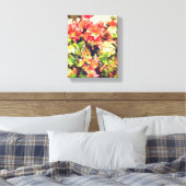 Floral Patroon 1 rode roze Waterverf Canvas Afdruk (Insitu (Slaapkamer))