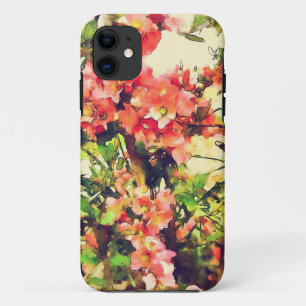 Floral Patroon 1 rode roze Waterverf iPhone 11 Hoesje