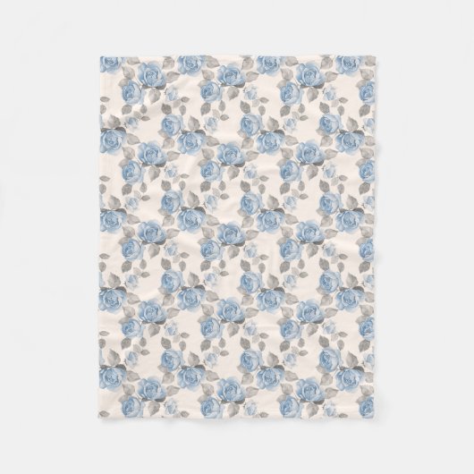 Floral patroon.  blauwe rozen fleece deken (Voorkant)
