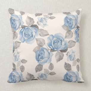 Floral patroon. blauwe rozen kussen