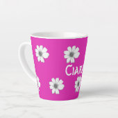 Floral-patroon Fuscia Pink-douanenaam Latte Mok (Linkerhoek)