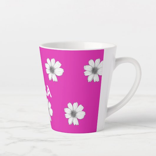 Floral-patroon Fuscia Pink-douanenaam Latte Mok (Rechts)