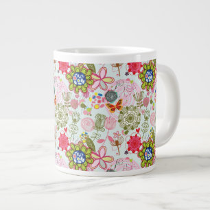 Floral patroon in retro-stijl 2 grote koffiekop