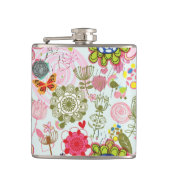 Floral patroon in retro-stijl 2 heupfles (Voorkant)