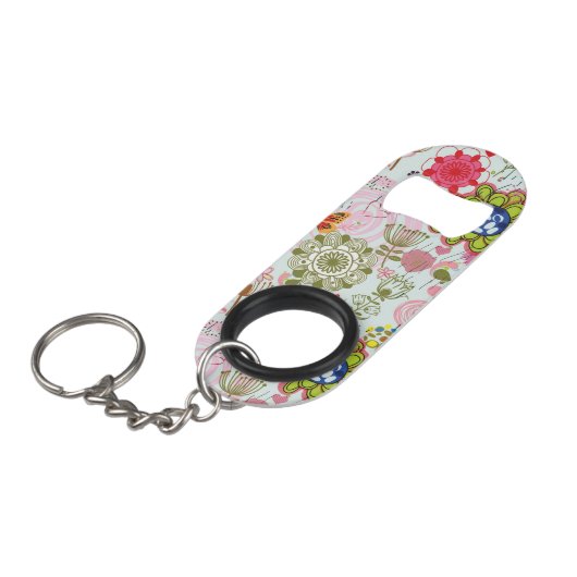 Floral patroon in retro-stijl 2 mini flessenopener (Voorkant Gekanteld)