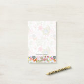 Floral patroon in retro-stijl 2 post-it® notes (Op bureau)