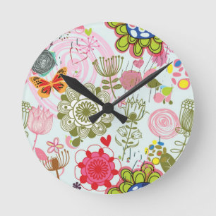 Floral patroon in retro-stijl 2 ronde klok