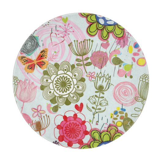 Floral patroon in retro-stijl 2 snijplank (Voorkant)