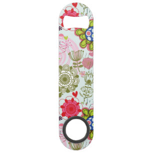 Floral patroon in retro-stijl 2 speed flessenopener