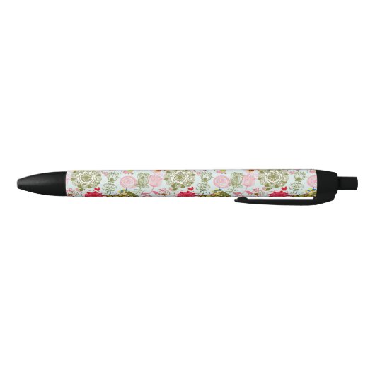 Floral patroon in retro-stijl 2 zwarte inkt pen (Bodem)
