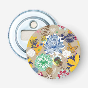 Floral patroon in retro-stijl 3 button flesopener