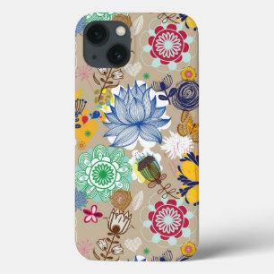 Floral patroon in retro-stijl 3 iPhone 13 hoesje