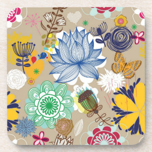 Floral patroon in retro-stijl 3 drankjes onderzetter