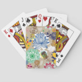 Floral patroon in retro-stijl 3 pokerkaarten (Achterkant)