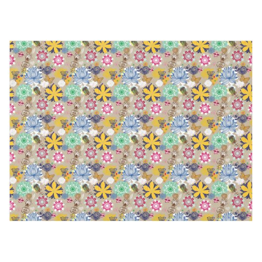 Floral patroon in retro-stijl 3 tafelkleed (Voorkant (Horizontaal))