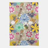 Floral patroon in retro-stijl 3 theedoek (Verticaal)