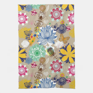 Floral patroon in retro-stijl 3 theedoek