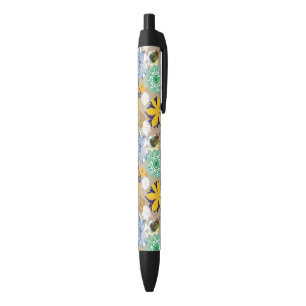 Floral patroon in retro-stijl 3 zwarte inkt pen