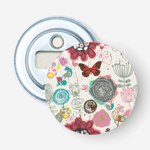 Floral patroon in retro-stijl 5 button flesopener