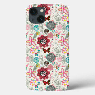 Floral patroon in retro-stijl 5 iPhone 13 hoesje