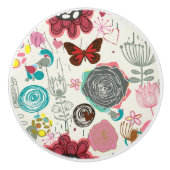 Floral patroon in retro-stijl 5 keramische knop (Voorkant)