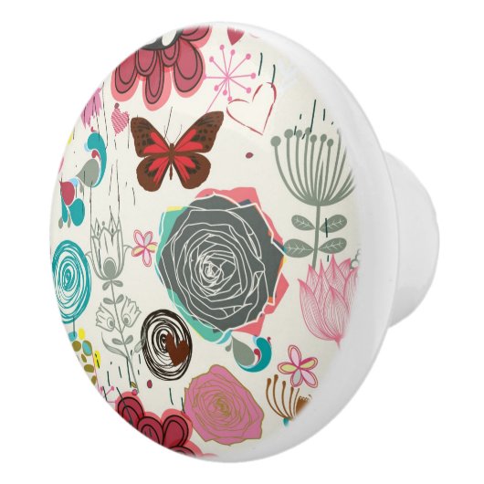 Floral patroon in retro-stijl 5 keramische knop (Rechts)